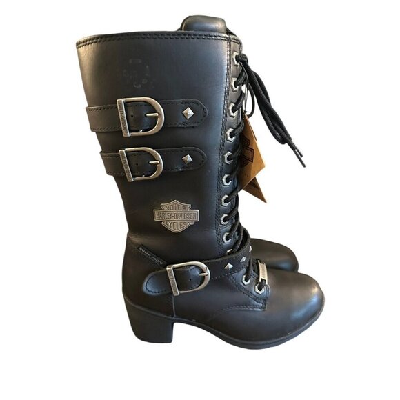 Harley-Davidson Shoes - Harley Davidson Womens Aldale 9.75” WP Motorcycle Boots Black Sz 5 NEW No Box